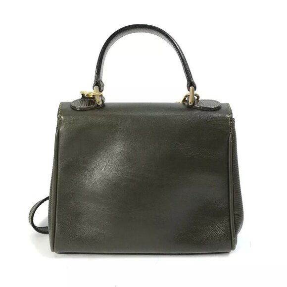 FENDI Hand Bag vintage Bag 2WAY Crossbody Shoulder Bag Leather khaki - Picture 2 of 16